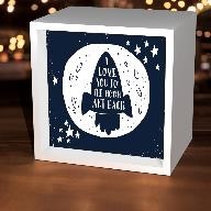 I Love You To the Moon Spaceship Light Box,LBX-W-23985